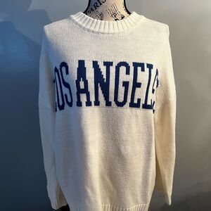 Los Angeles Cream and Blue Crew Neck Sweater